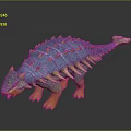 Realistic Blue Orange Spiked Dinosaur Model With Ankylosaurus Features And Standing Pose