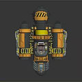 Sci Fi Mechanical Device With Yellow Gray Cylindrical Structures And Detailed Components 3d model
