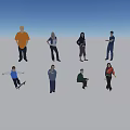 Group of People in Various Poses Including Skateboarding Standing and Sitting