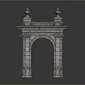 Classical Stone Arch Architectural Element With Decorative Columns And Carved Details