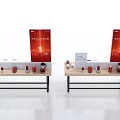 Modern Display Cabinets With Digital Screens And Skincare Products On Counter