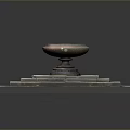 Stone Decorative Platform With Multi layered Square Base And Circular Top Design 3d model
