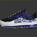 Nike Inspired Black White Blue Sports Sneakers With Air Cushion Sole And Retro Style Design