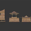Traditional Chinese Architecture Wooden Model Components With Roof And Frame Structures