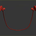 Stylish Red In-ear Wired Headphones With Glossy Surface And Dark Background Reflection 3d model