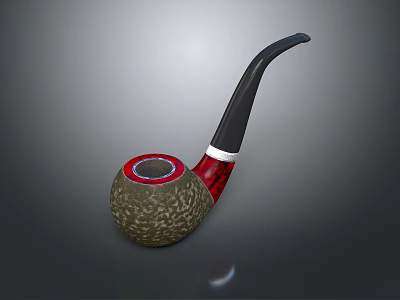Decorative Pipe Ornament With Green Textured Bowl Red Accent And Black Stem For Home Decor 3d model