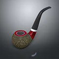 Decorative Pipe Ornament With Green Textured Bowl Red Accent And Black Stem For Home Decor