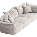 Modern Light Gray Corduroy Sectional Sofa With Plush Cushions And Multiple Pillows 3d model