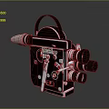 Vintage Dark Red Movie Projector With Metal Lenses And Handle Design