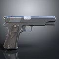 Metal Pistol With Diamond Patterned Grip Polished Barrel And Classic Design Details