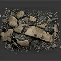 Pile of Natural Wood and Stone Materials with Small Stones Around