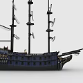 Building Block Sailing Ship Model With Multiple Masts Blue Hull And Brown Deck