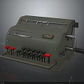 Vintage PROCT Mechanical Calculator With Green Body Blue Display Windows And Red Black Keys