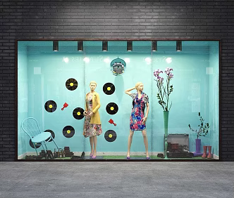Window Store Facade Display Window Display Wall Door Window 3d model