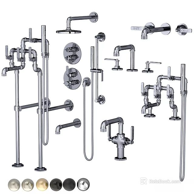 Various Types of Bathroom Kitchen Faucets Including Wall Mounted and Deck Mounted Plumbing Fixtures 3d model 