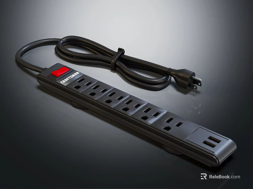 Black TRIPP LITE Power Strip With Multiple Outlets And Durable Power Cord 3d model 