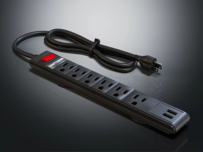 Black TRIPP LITE Power Strip With Multiple Outlets And Durable Power Cord 3d model
