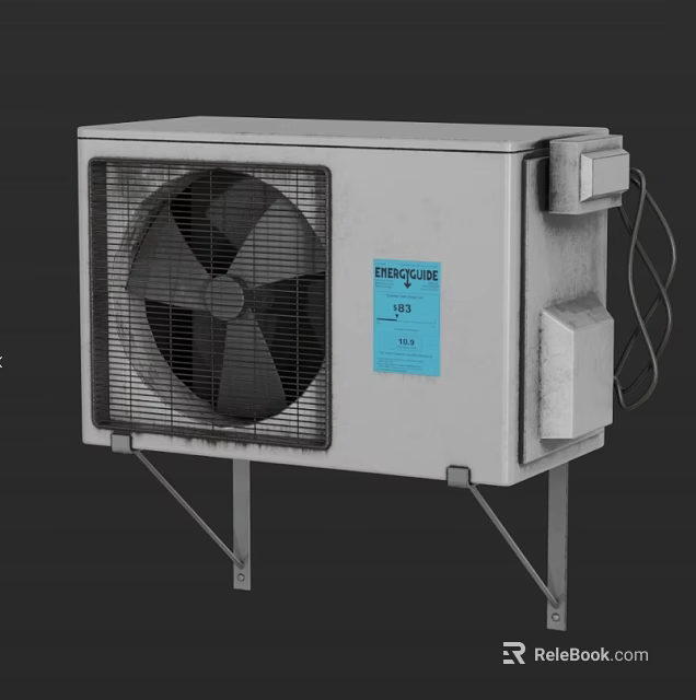 HITACHI UX Air Conditioner Fan Outdoor Unit With Mounting Bracket And Grille Design 3d model 