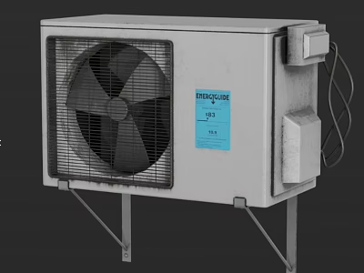 HITACHI UX Air Conditioner Fan Outdoor Unit With Mounting Bracket And Grille Design 3d model