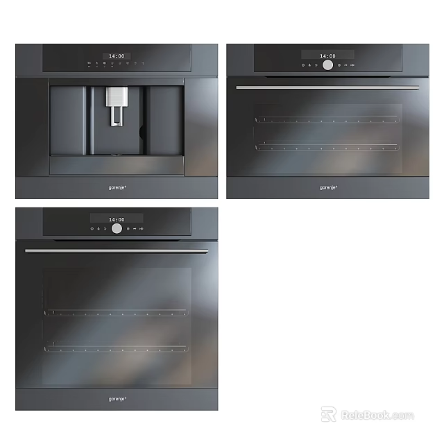 Modern Built in Kitchen Appliances Featuring Sharp Oven And Water Dispenser 3d model 