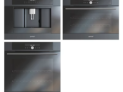 Modern Built in Kitchen Appliances Featuring Sharp Oven And Water Dispenser 3d model