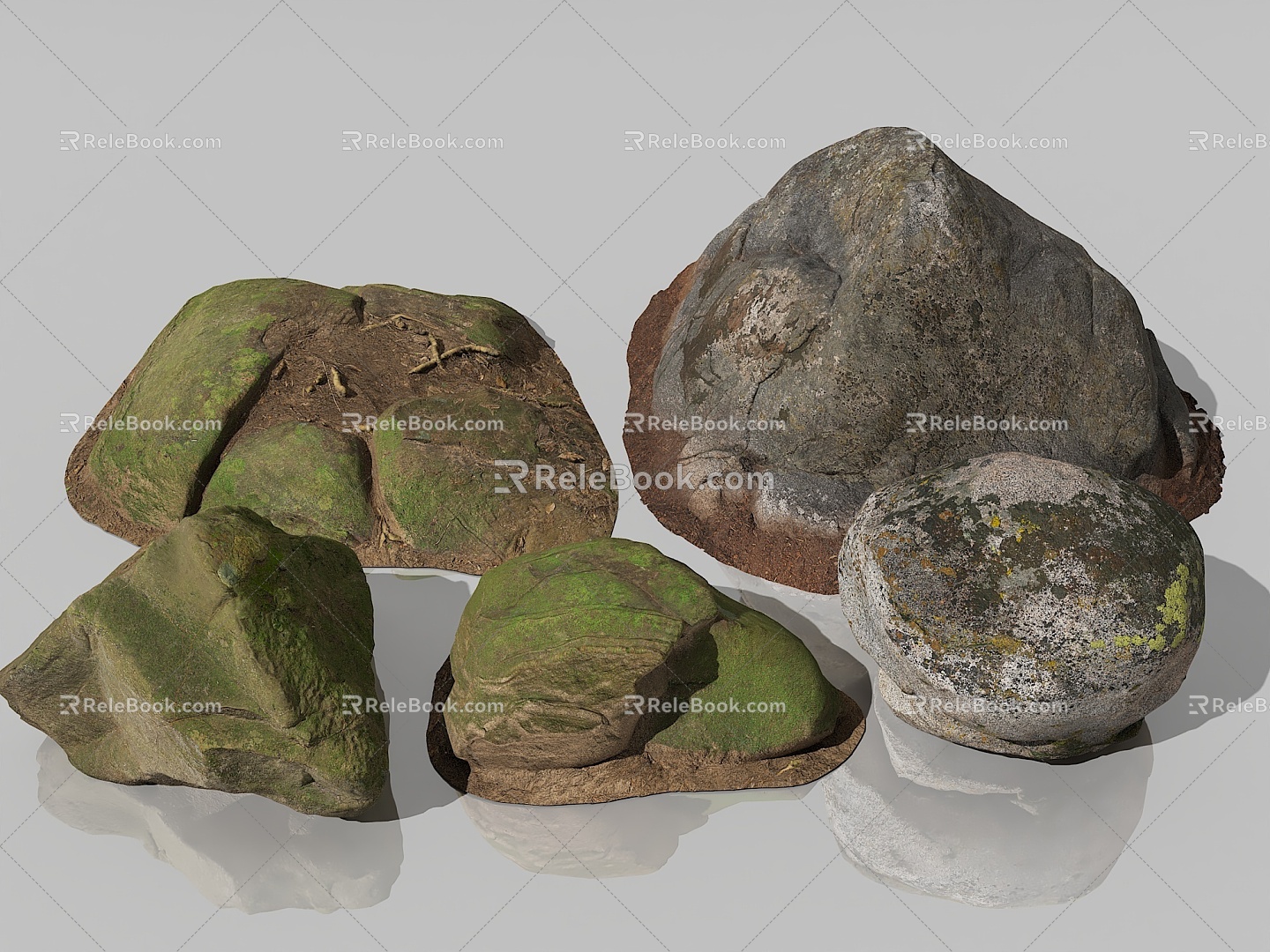 Stone Granite Stone Ground Stone Ground Moss Stone Forest Ground Primeval Forest Pavement Stone Pile Sand Stone Shaped Stone Mine 3d model