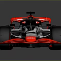 Silver and Red Formula 1 Race Car With Streamlined Body and Large Wheels