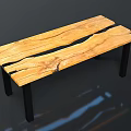 Rustic Natural Wooden Furniture Table With Split Top And Black Legs