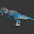 Blue Dinosaur Figure with Orange Head Detailed Texture Claws in Standing Pose 3d model