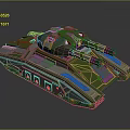 Green and Gray Modern Tank 3D Model With Turret And Tracks Design