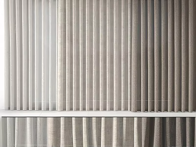 Modern Light Colored Curtains With Sheer Layer 3d model