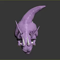 Cute Purple Baby Dragon With White Horns Wings And Yellow Belly