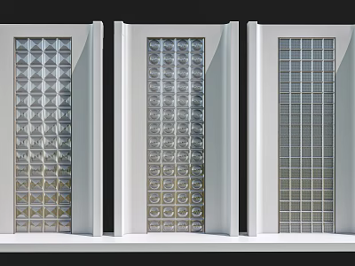 Modern Glass Room Dividers With White Frames And Different Pattern Designs 3d model