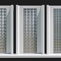 Modern Glass Room Dividers With White Frames And Different Pattern Designs
