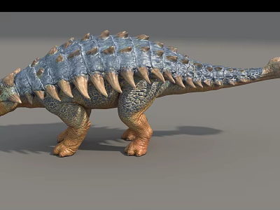 Realistic Reptile Figure With Spiked Blue Back Scales And Brown Legs 3d model