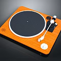 Modern Wooden Turntable With Black Platter Stylish Tonearm And Control Knob
