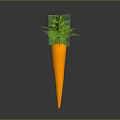 Orange Carrot With Green Leafy Tops Isolated On Dark Background With Glossy Surface And Reflection