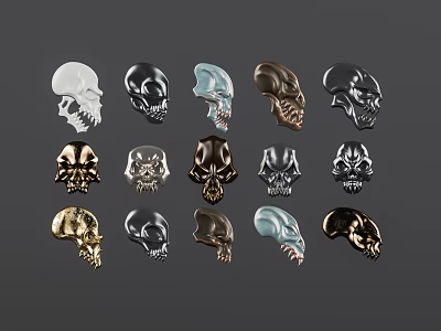 Diverse Medical Device Skull Models With Various Colors And Designs 3d model