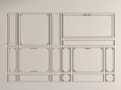 French plaster line pu line TV background wall bedroom background wall 3d model