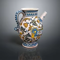Decorative Ceramic Pitcher With Colorful Floral And Geometric Patterns For Home Use 3d model