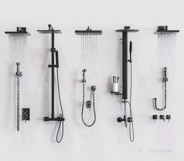 Modern Shower Systems With Multiple Styles And Handheld Spray Functions 3d model 