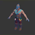 Cartoon 3D Man Character With Orange Hair Blue Beard Muscular Build Red Pants Orange Boots