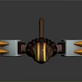 Cartoon Creature Character With Brown Body Yellow Stripes Red Eyes And Muscular Armor Like Arms