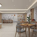 Modern Bright Study Room Interior With Wooden Bookshelves Chairs And Plants