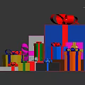 Assorted Colorful Gift Boxes Of Different Sizes With Decorative Ribbons And Bows
