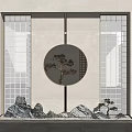 New Chinese style partition glass brick screen partition 3d model