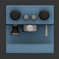 Modern Blue Coffee Machine Design Featuring Black Knobs White Buttons And Handle
