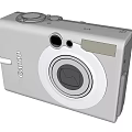 Canon Silver Compact Digital Camera With Red Accent And High Quality Lens Design