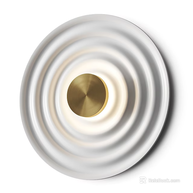 Modern Wall Lamp With Gold Center And White Ring Design For Home Decor 3d model 