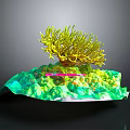 Vibrant Branching Yellow Plant With Green Textured Base And Natural Structure Design